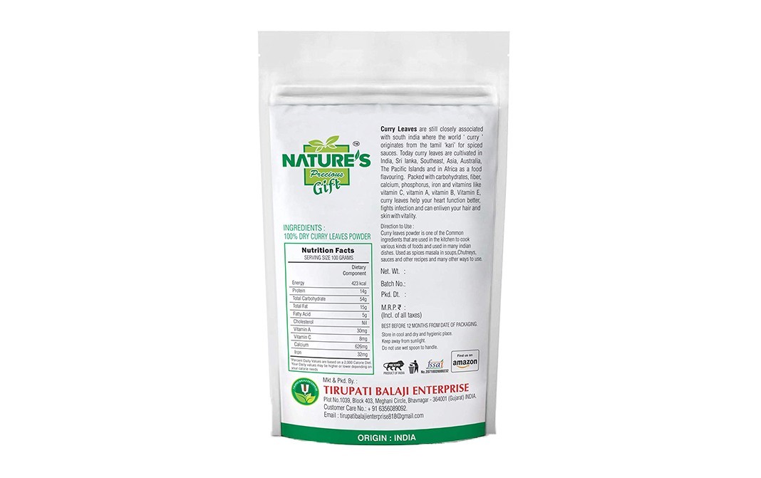 Nature's Gift Curry Leaves Powder    Pack  1 kilogram